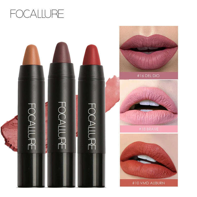 FOCALLURE Matte Lipstick Pen Sexy Beauty Waterproof Long Lasting Easy To Wear Lip Balm Lip Pencil Stick Makeup Women Cosmetics - KIMLUD