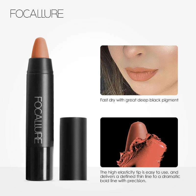 KIMLUD, FOCALLURE Matte Lipstick Pen Sexy Beauty Waterproof Long Lasting Easy To Wear Lip Balm Lip Pencil Stick Makeup Women Cosmetics, KIMLUD Womens Clothes