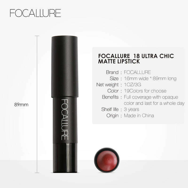 FOCALLURE Matte Lipstick Pen Sexy Beauty Waterproof Long Lasting Easy To Wear Lip Balm Lip Pencil Stick Makeup Women Cosmetics - KIMLUD