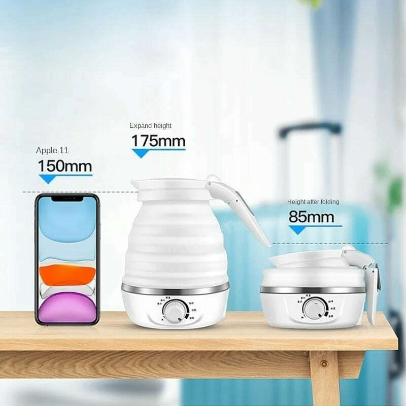KIMLUD, Foldable And Portable Teapot Water Heater 0.6L 600W Electric Kettle For Travel And Home Tea Pot Water Kettle Silica Gel, KIMLUD Womens Clothes