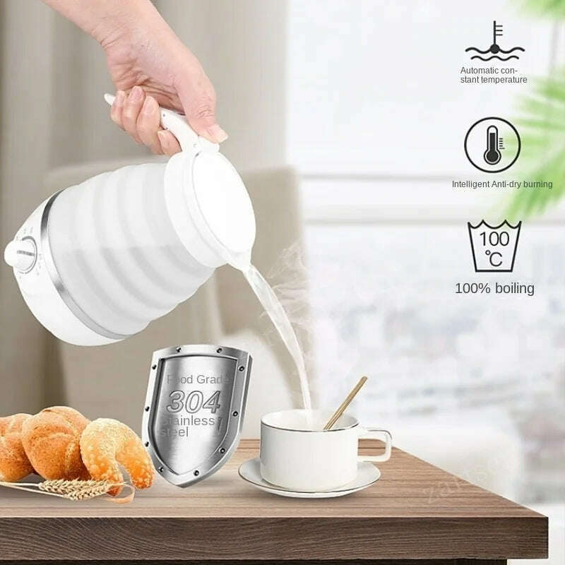 KIMLUD, Foldable And Portable Teapot Water Heater 0.6L 600W Electric Kettle For Travel And Home Tea Pot Water Kettle Silica Gel, KIMLUD Womens Clothes