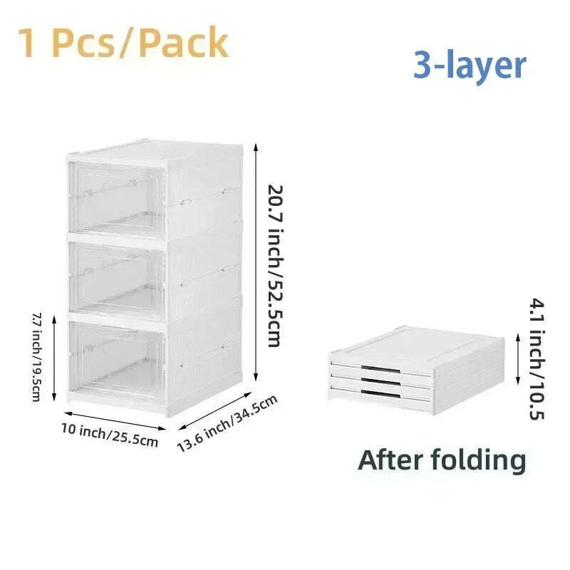 Foldable Shoe Rack Organizer 6 Layers Transparent Tackie Box Collapsible Home Sneaker Storage Stackable Shoes Cabinet For Closet - KIMLUD