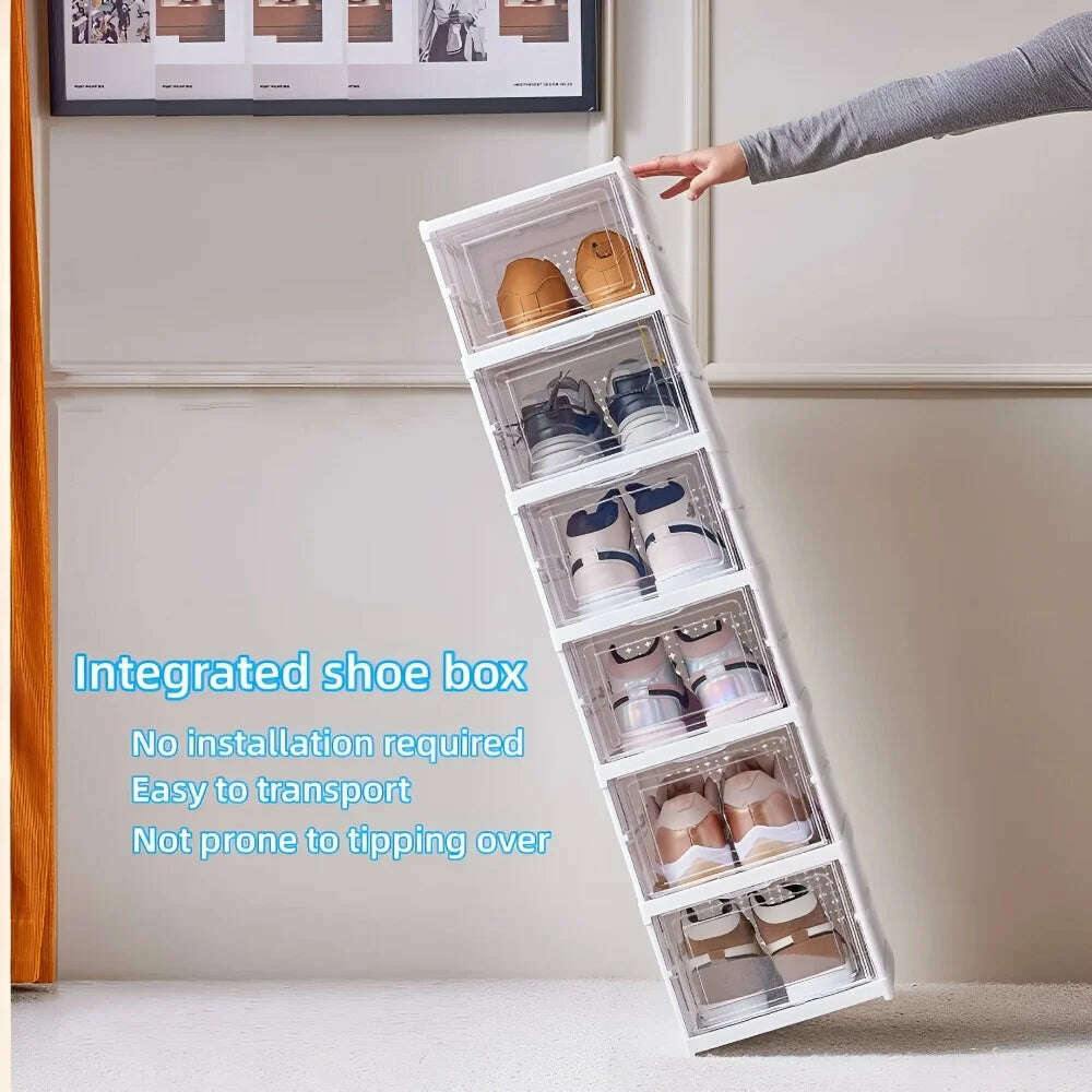 Foldable Shoe Racks Stackable Transparent Shoe Rack Multi Layer Installation Free Dustproof Sneaker Shoes Storage Organizers Box - KIMLUD