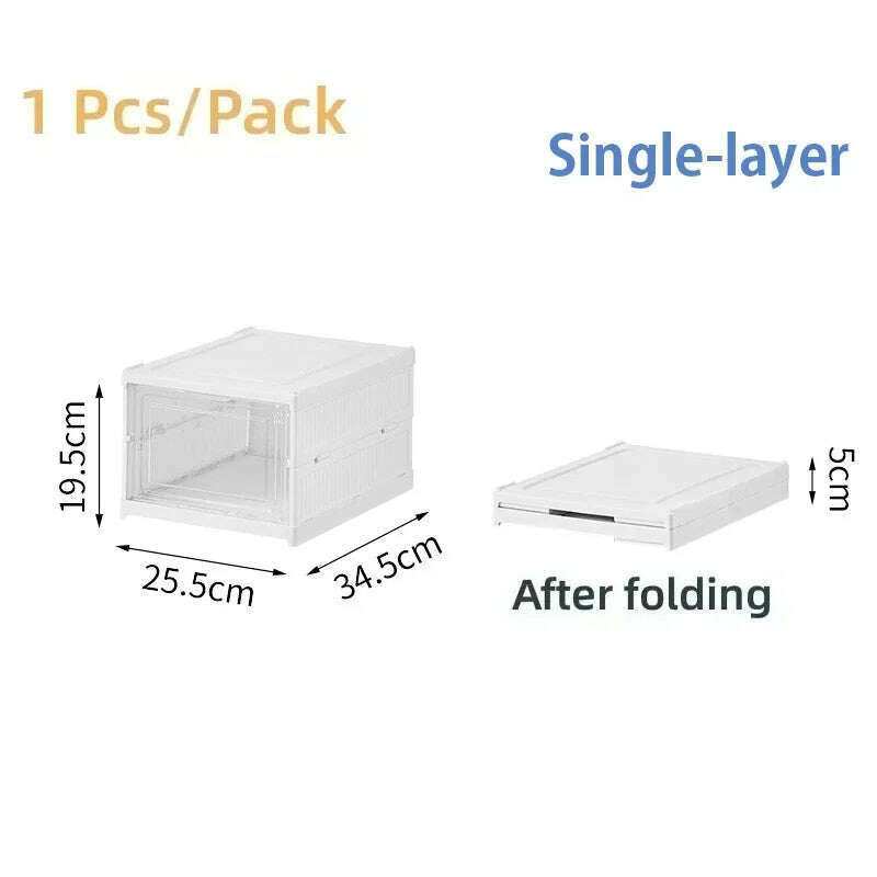 Foldable Shoe Racks Stackable Transparent Shoe Rack Multi Layer Installation Free Dustproof Sneaker Shoes Storage Organizers Box - KIMLUD