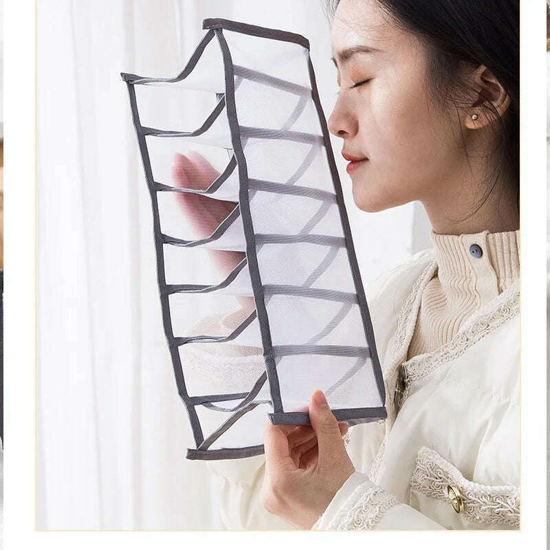 Foldable Underwear Pants Storage Box Nylon Drawer Finishing Dormitory Storage Bra Finishing Breathable Mesh Bag - KIMLUD