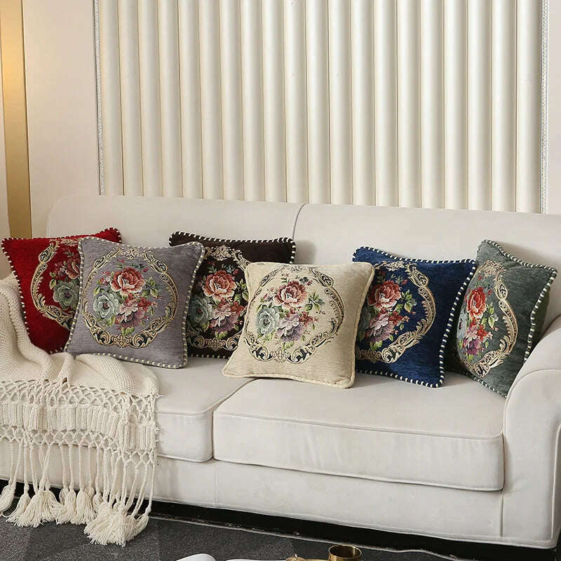 KIMLUD, Folk-Custom Flowers Cushion Cover 45x45cm Embroidery Jacquard Decorations for Home Edging Pillow Cases Decora Cushions for Bed, KIMLUD Womens Clothes