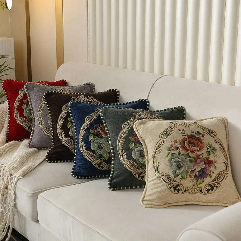 KIMLUD, Folk-Custom Flowers Cushion Cover 45x45cm Embroidery Jacquard Decorations for Home Edging Pillow Cases Decora Cushions for Bed, KIMLUD Womens Clothes