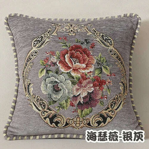 KIMLUD, Folk-Custom Flowers Cushion Cover 45x45cm Embroidery Jacquard Decorations for Home Edging Pillow Cases Decora Cushions for Bed, gray-HSW / 450mm*450mm, KIMLUD APPAREL - Womens Clothes