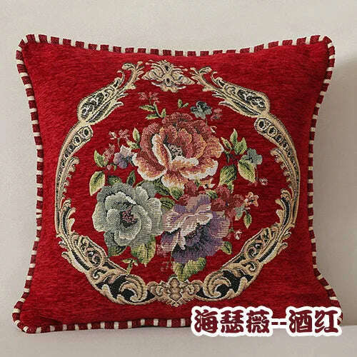 KIMLUD, Folk-Custom Flowers Cushion Cover 45x45cm Embroidery Jacquard Decorations for Home Edging Pillow Cases Decora Cushions for Bed, red-HSW / 450mm*450mm, KIMLUD APPAREL - Womens Clothes