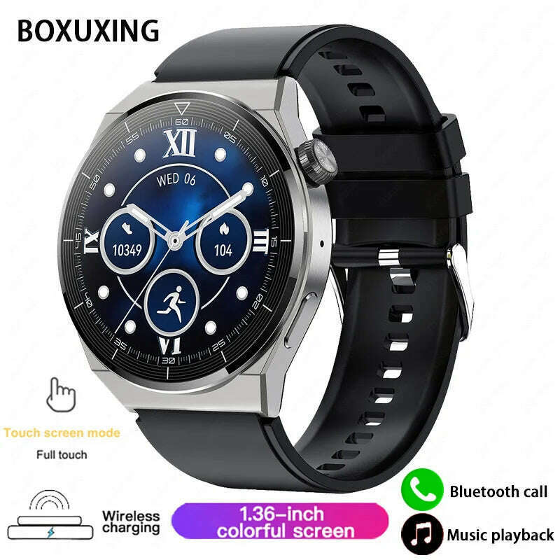 KIMLUD, For Huawei GT3 Pro NFC Smart Watch Men AMOLED 390*390 HD Screen Heart Rate Bluetooth Call IP68 Waterproof SmartWatch 2023 New, Silver black, KIMLUD APPAREL - Womens Clothes