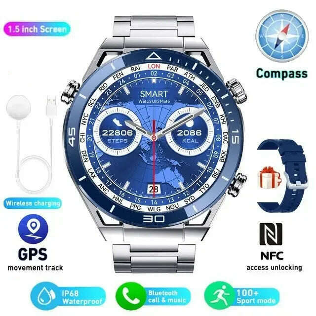 KIMLUD, For Huawei WATCH Ultimate Smartwatch Bluetooth Call Heart Rate Sleep Monitoring Smart Sports Watch IP68 Waterproof Bracelet, Blue / With Original Box, KIMLUD APPAREL - Womens Clothes