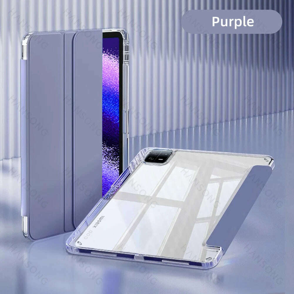 KIMLUD, For Mi Pad Case for Xiaomi Mi Pad 5 & 5 Pro 11 inch HD Transparent Case for Mi Pad 6 & 6 Pro 11 inch with Awake / Sleep Cover, Purple / Mi Pad 6-6 Pro 11 in, KIMLUD APPAREL - Womens Clothes