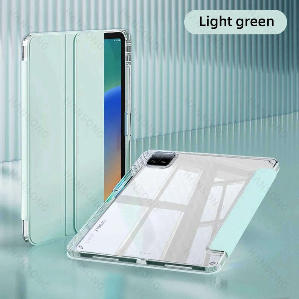 KIMLUD, For Mi Pad Case for Xiaomi Mi Pad 5 & 5 Pro 11 inch HD Transparent Case for Mi Pad 6 & 6 Pro 11 inch with Awake / Sleep Cover, Light green / Mi Pad 6-6 Pro 11 in, KIMLUD APPAREL - Womens Clothes