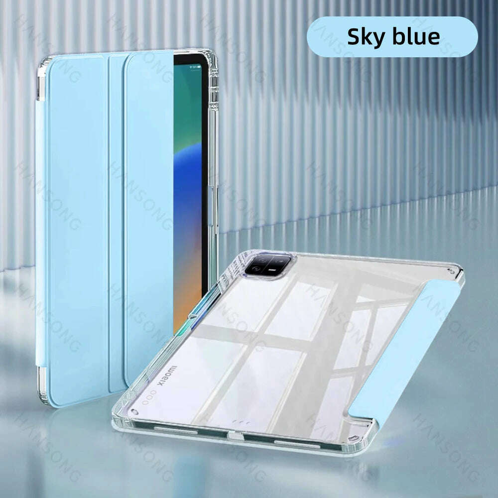 KIMLUD, For Mi Pad Case for Xiaomi Mi Pad 5 & 5 Pro 11 inch HD Transparent Case for Mi Pad 6 & 6 Pro 11 inch with Awake / Sleep Cover, Sky blue / Mi Pad 6-6 Pro 11 in, KIMLUD APPAREL - Womens Clothes