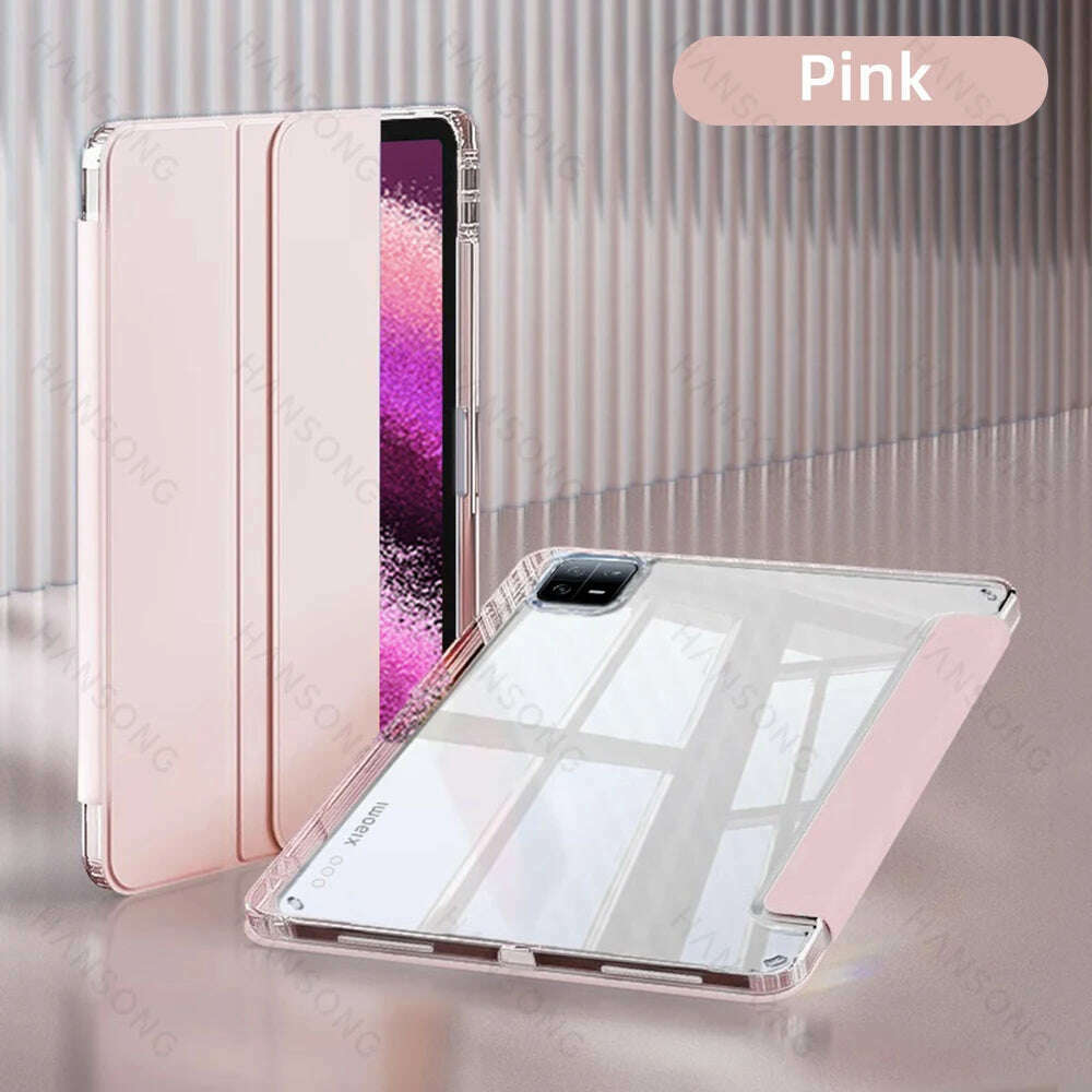 KIMLUD, For Mi Pad Case for Xiaomi Mi Pad 5 & 5 Pro 11 inch HD Transparent Case for Mi Pad 6 & 6 Pro 11 inch with Awake / Sleep Cover, Pink / Mi Pad 6-6 Pro 11 in, KIMLUD APPAREL - Womens Clothes