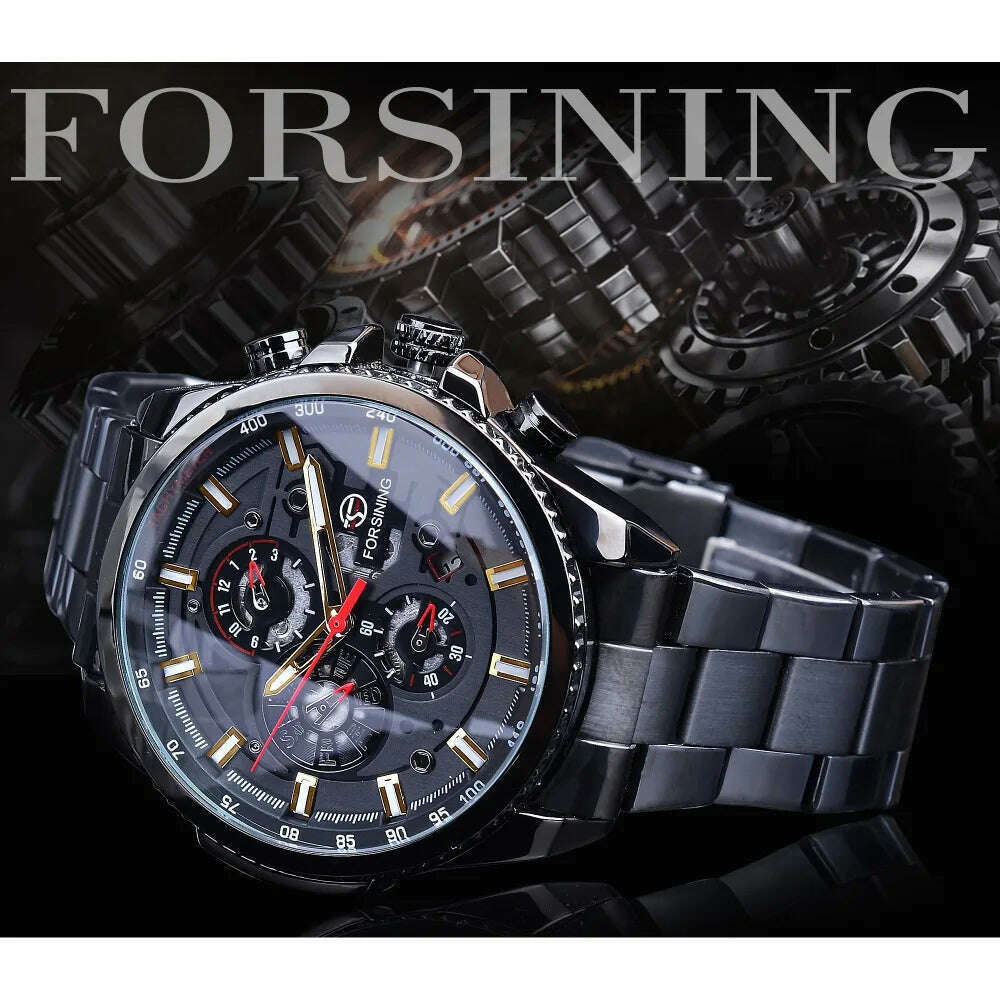 KIMLUD, Forsining 2019 3 Dial Calendar Multifunction Military Luminous Hand Mens Mechanical Sport Automatic Wrist Watch Top Brand Luxury, KIMLUD Womens Clothes