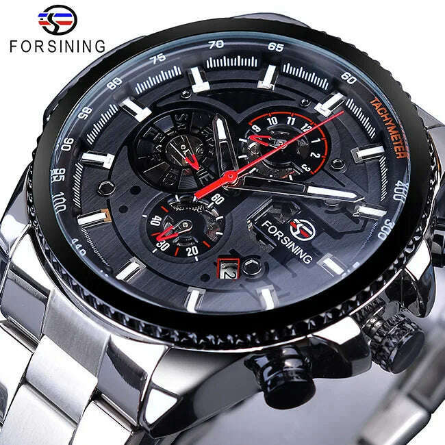 KIMLUD, Forsining 2019 3 Dial Calendar Multifunction Military Luminous Hand Mens Mechanical Sport Automatic Wrist Watch Top Brand Luxury, GMT1137-6 / CHINA, KIMLUD Womens Clothes