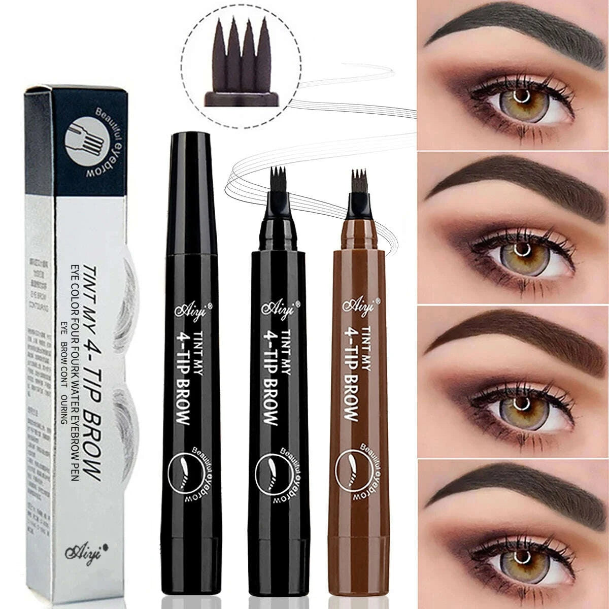 Four-Pronged Eyebrow Pencil Waterproof Long-Lasting Non-Decoloring Four-Pronged Wild Eyebrow Pencil Liquid Water Eyebrow Pencil