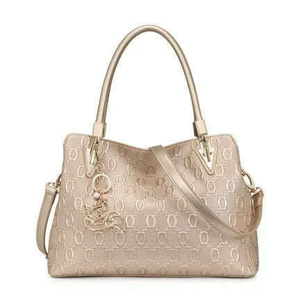 KIMLUD, FOXER Occident Style Gold Tote Women's Split Leather Large Capacity Handbag Fashion Ladies Commute Luxury Shoulder Crossbody Bag, 962061F1O / China, KIMLUD APPAREL - Womens Clothes