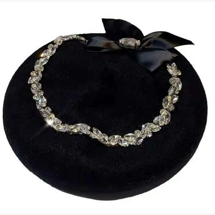 KIMLUD, French Brand Beret Women Hats Warm Wool Retro Metal Crystal Decoration Ladies Hat Female Street Wild Casual Beanie Girl Cap, KIMLUD Womens Clothes