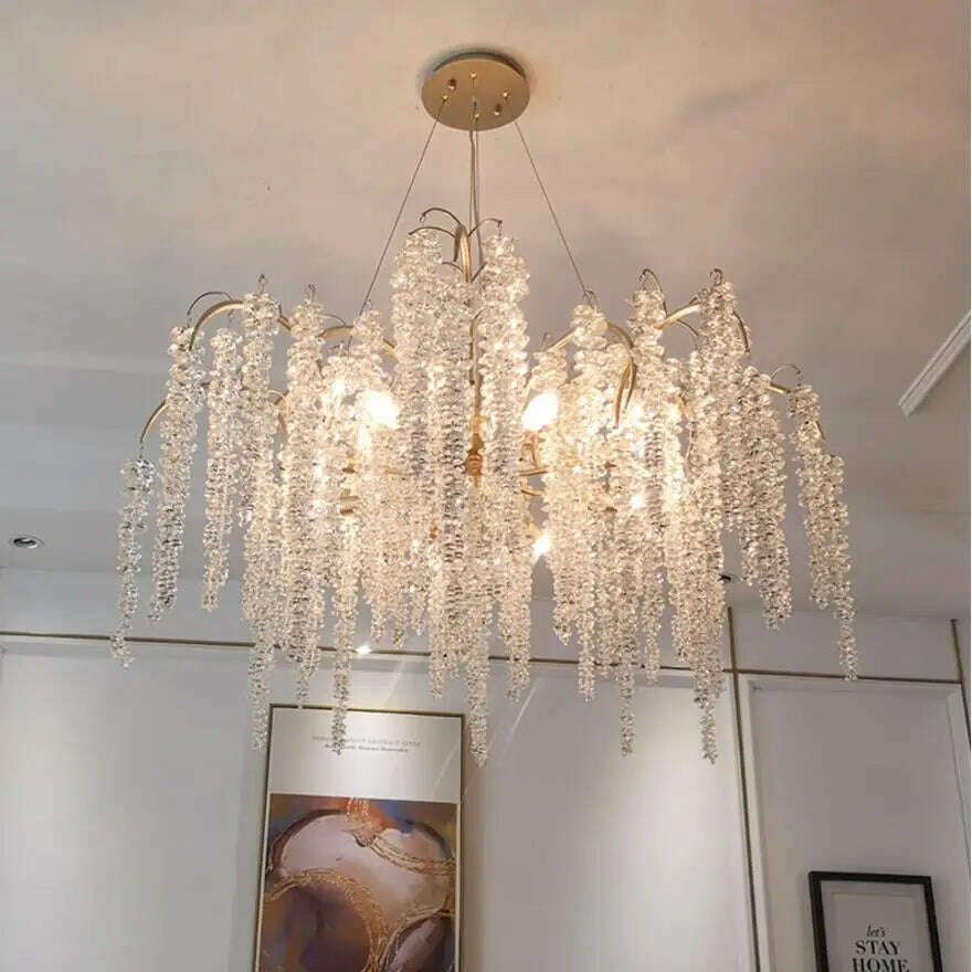 KIMLUD, French copper branch crystal chandelier living room lamp luxury villa dining room decorative lamp bedroom art crystal lamp, Dia65CM xH50CM / Warm White, KIMLUD Womens Clothes