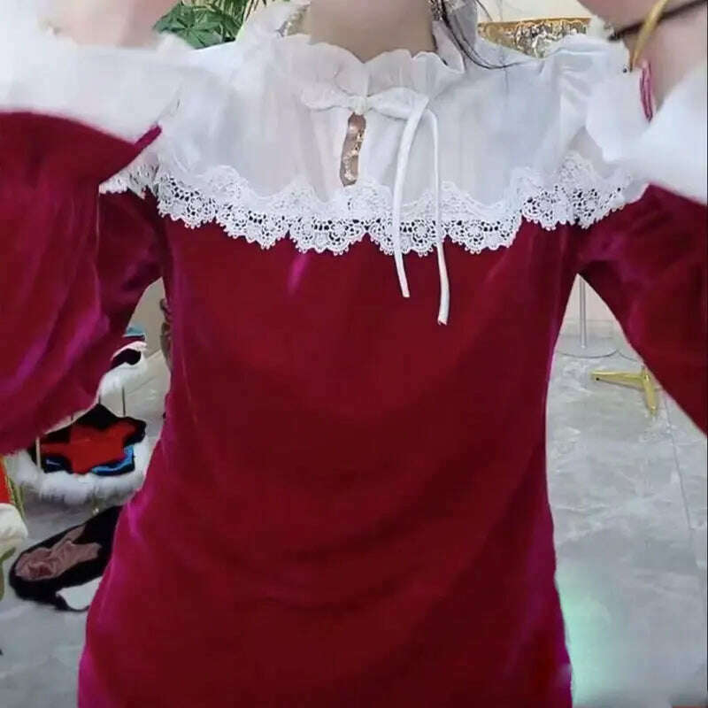 French Style Vintage Lace Patchwork Shirt Autumn Winter Stand Collar Female Clothing Stylish Chinese Disc Buckle Velvet Blouse - KIMLUD