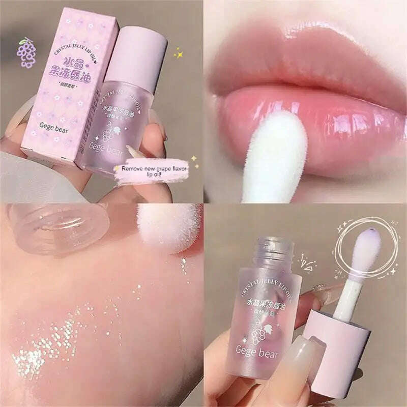Fruity Crystal Jelly Lip Oil Lipstick Clear Lip Plumper Serum Tint Lips Care Makeup Korea Cosmetics Lip Honey Waterproof Mirror - KIMLUD