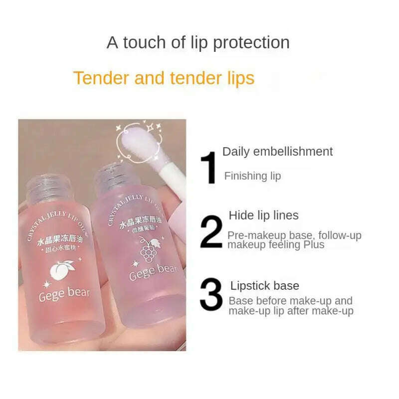 Fruity Crystal Jelly Lip Oil Lipstick Clear Lip Plumper Serum Tint Lips Care Makeup Korea Cosmetics Lip Honey Waterproof Mirror - KIMLUD