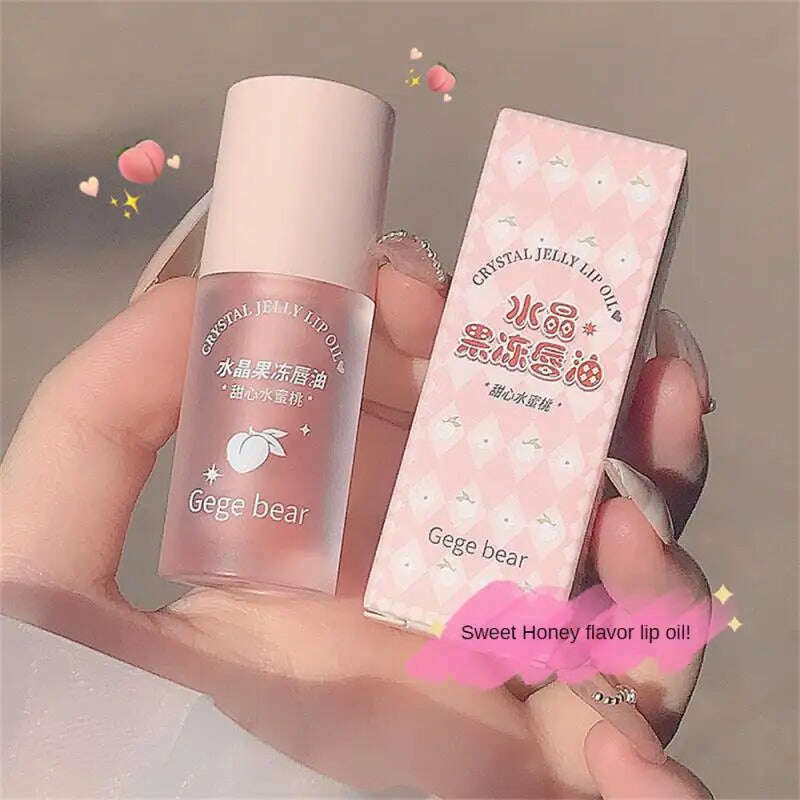 Fruity Crystal Jelly Lip Oil Lipstick Clear Lip Plumper Serum Tint Lips Care Makeup Korea Cosmetics Lip Honey Waterproof Mirror - KIMLUD
