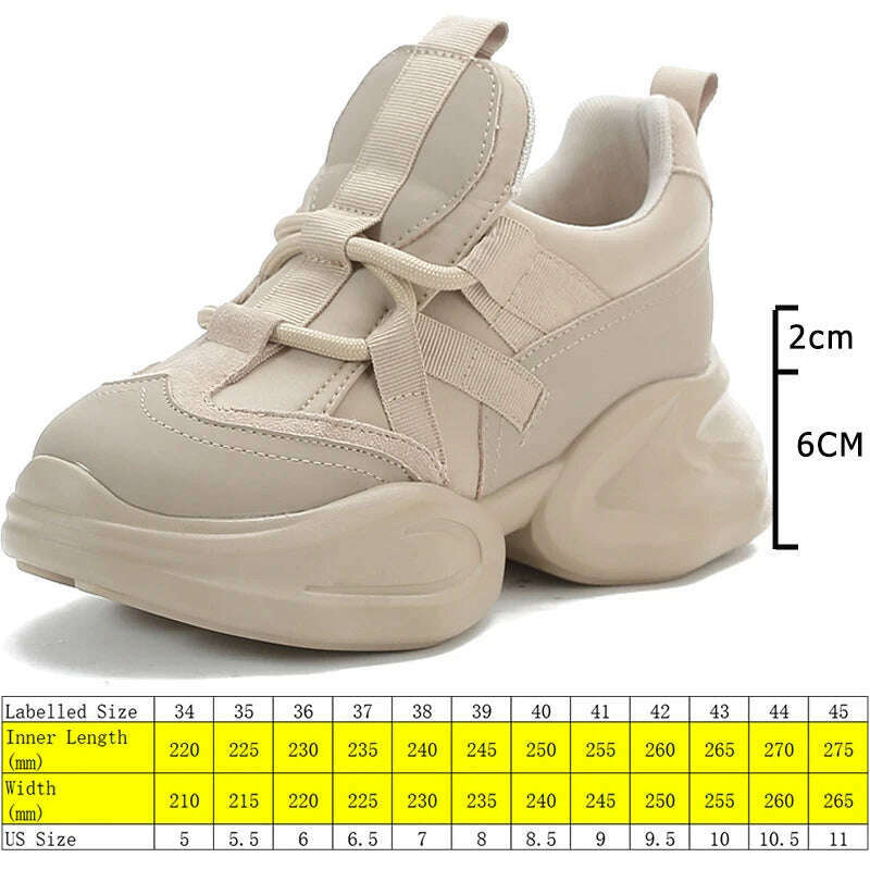 KIMLUD, Fujin 8cm New Genuine Leather Women Summer Hollow Air Mesh Platform Wedge Chunky Sneakers Autumn Spring Fashion Casual Shoes, KIMLUD Womens Clothes