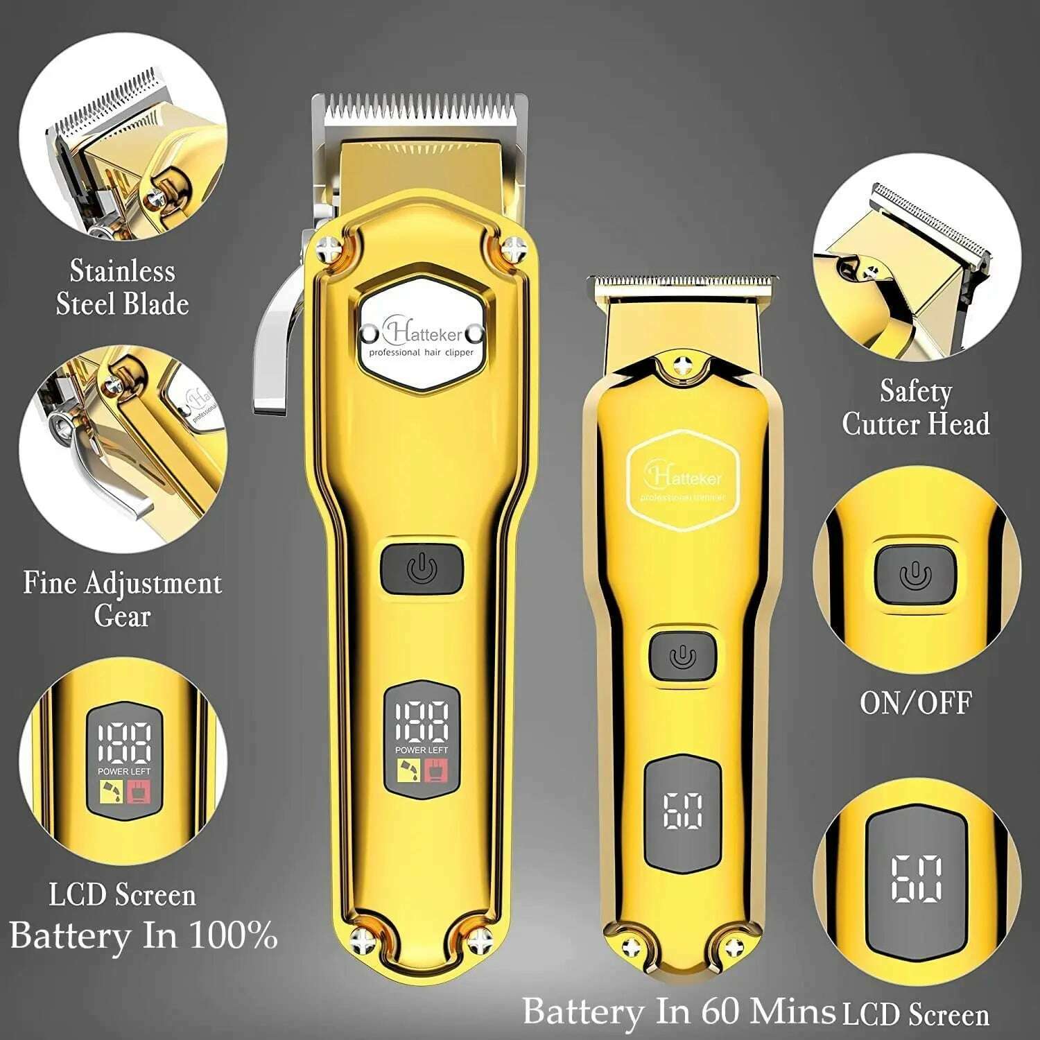 KIMLUD, Full Metal Professional Hair Clipper Combo Kit Barber Cordless Hair Trimmer For Men Powerful Electric Hair Cut Machine Tool, KIMLUD Womens Clothes