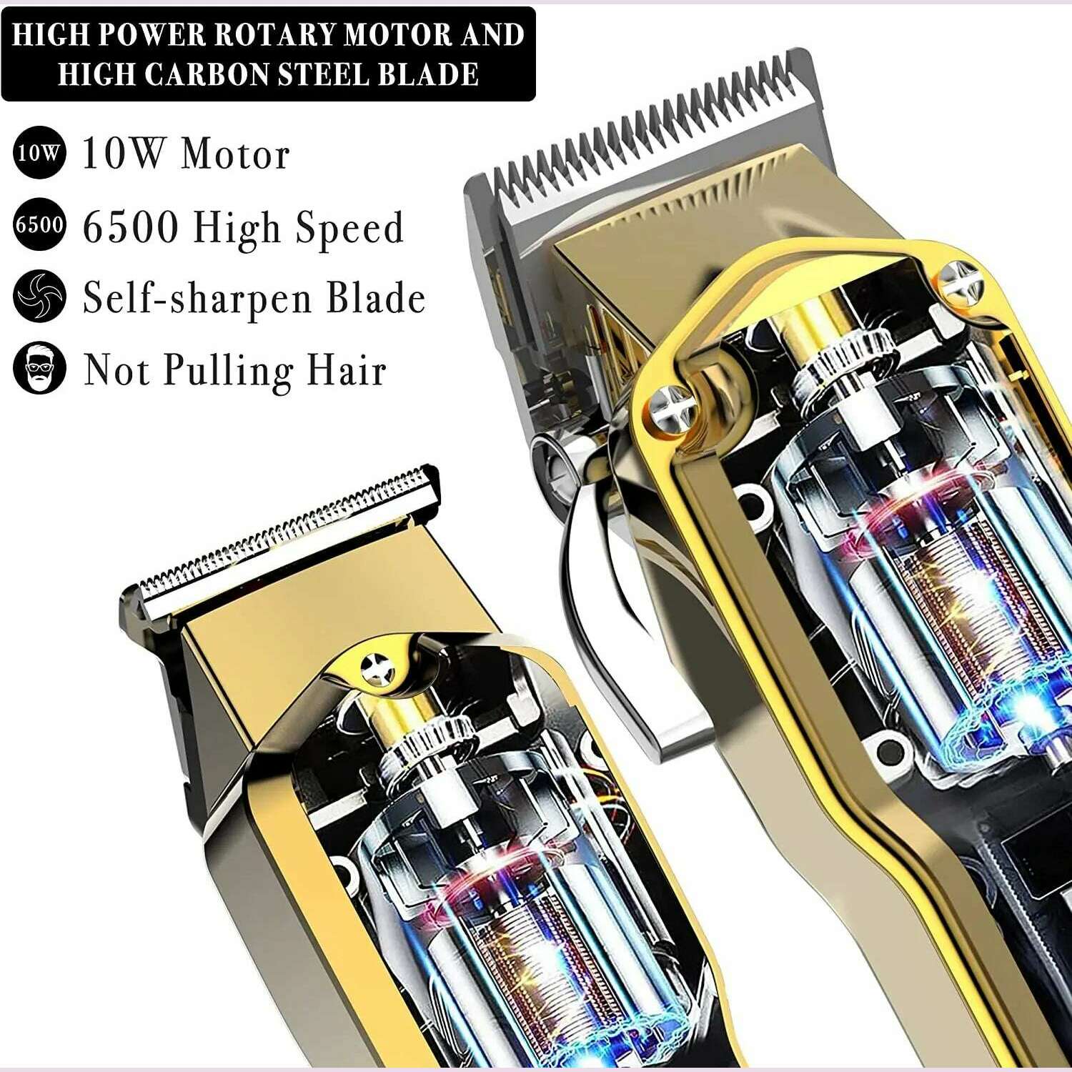KIMLUD, Full Metal Professional Hair Clipper Combo Kit Barber Cordless Hair Trimmer For Men Powerful Electric Hair Cut Machine Tool, KIMLUD Womens Clothes