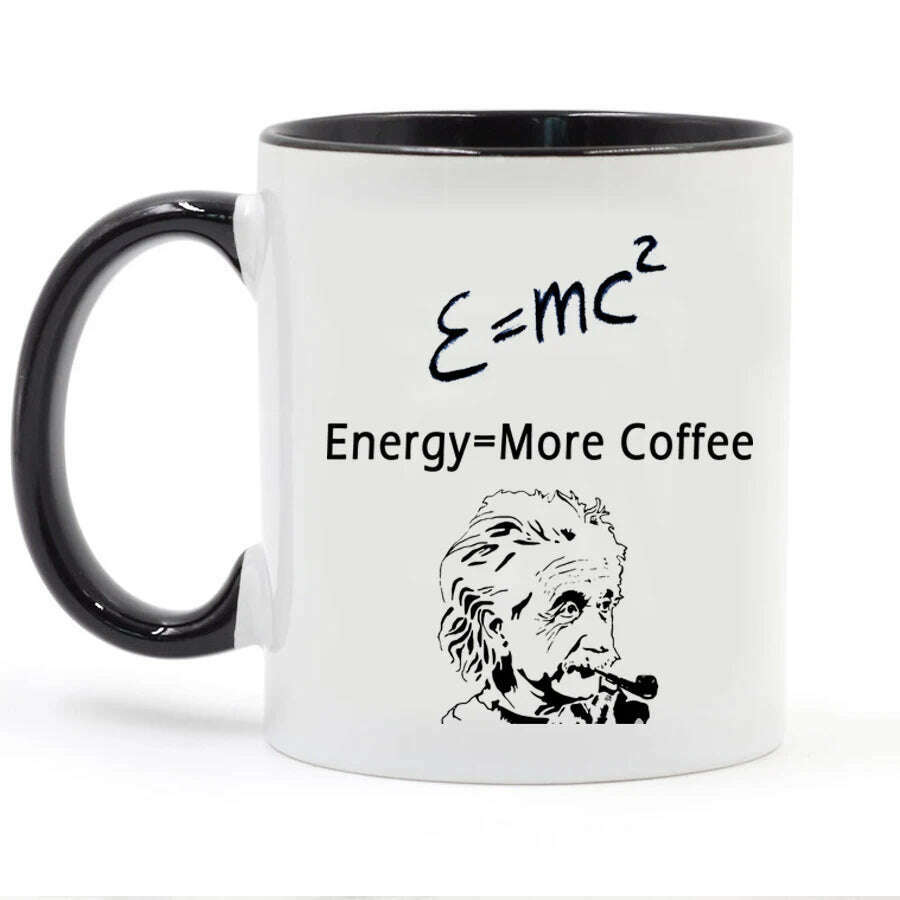 KIMLUD, Funny Science friends birthday gift Mugs E = MC2 Energy Milk Coffee Ceramic Mug - Physics Math Gift cup and mug, black / 301-400ml, KIMLUD APPAREL - Womens Clothes
