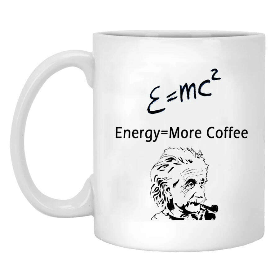 KIMLUD, Funny Science friends birthday gift Mugs E = MC2 Energy Milk Coffee Ceramic Mug - Physics Math Gift cup and mug, WHITE / 301-400ml, KIMLUD APPAREL - Womens Clothes