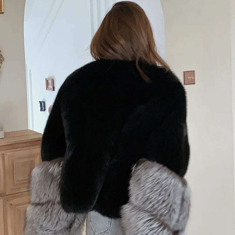 KIMLUD, FURSARCAR 2021 New Fashion Whole Skin Winter Women's Jacket Natural Real Silver Fox Fur Coat Short Genuine Fur Outwear, KIMLUD Womens Clothes
