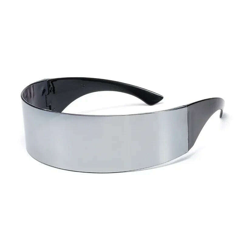 Futuristic Narrow Cyclops Visor Sunglasses Laser Eyeglasses UV400 Personality Mirrored Lens Costume Eyewear Glasses Men Glasses - KIMLUD