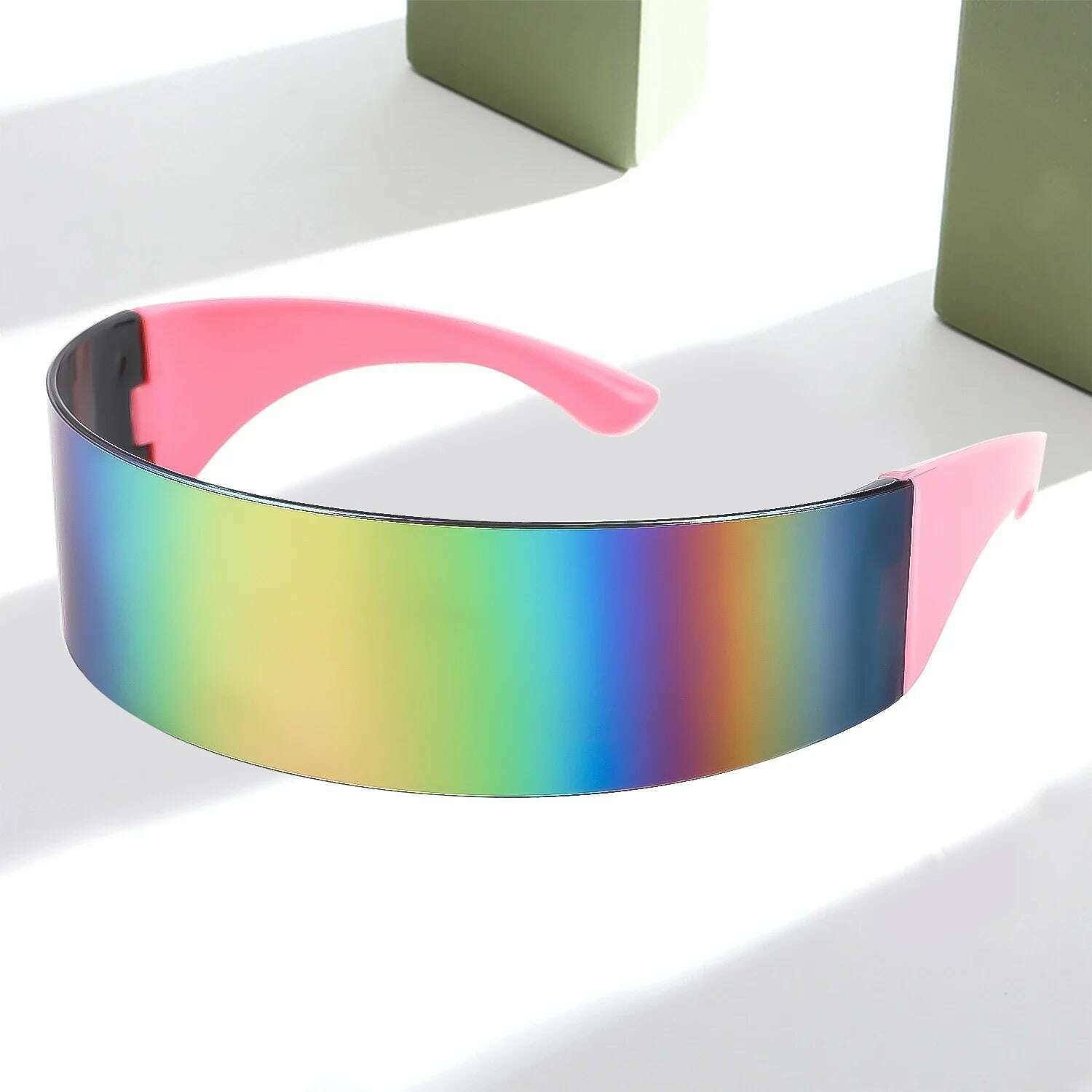 Futuristic Narrow Cyclops Visor Sunglasses Laser Eyeglasses UV400 Personality Mirrored Lens Costume Eyewear Glasses Men Glasses - KIMLUD