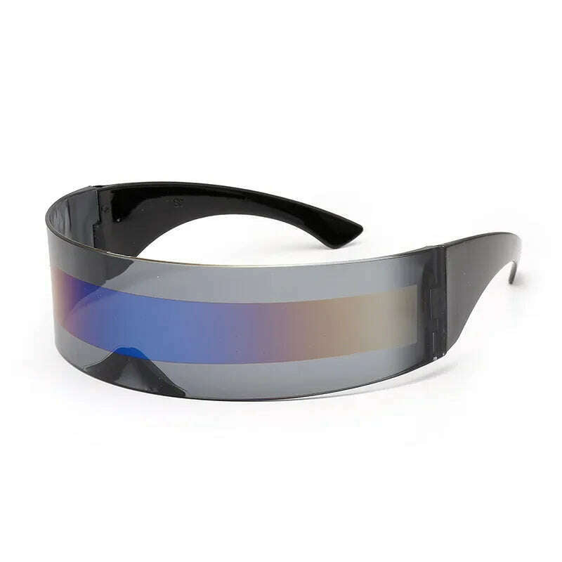 Futuristic Narrow Cyclops Visor Sunglasses Laser Eyeglasses UV400 Personality Mirrored Lens Costume Eyewear Glasses Men Glasses - KIMLUD