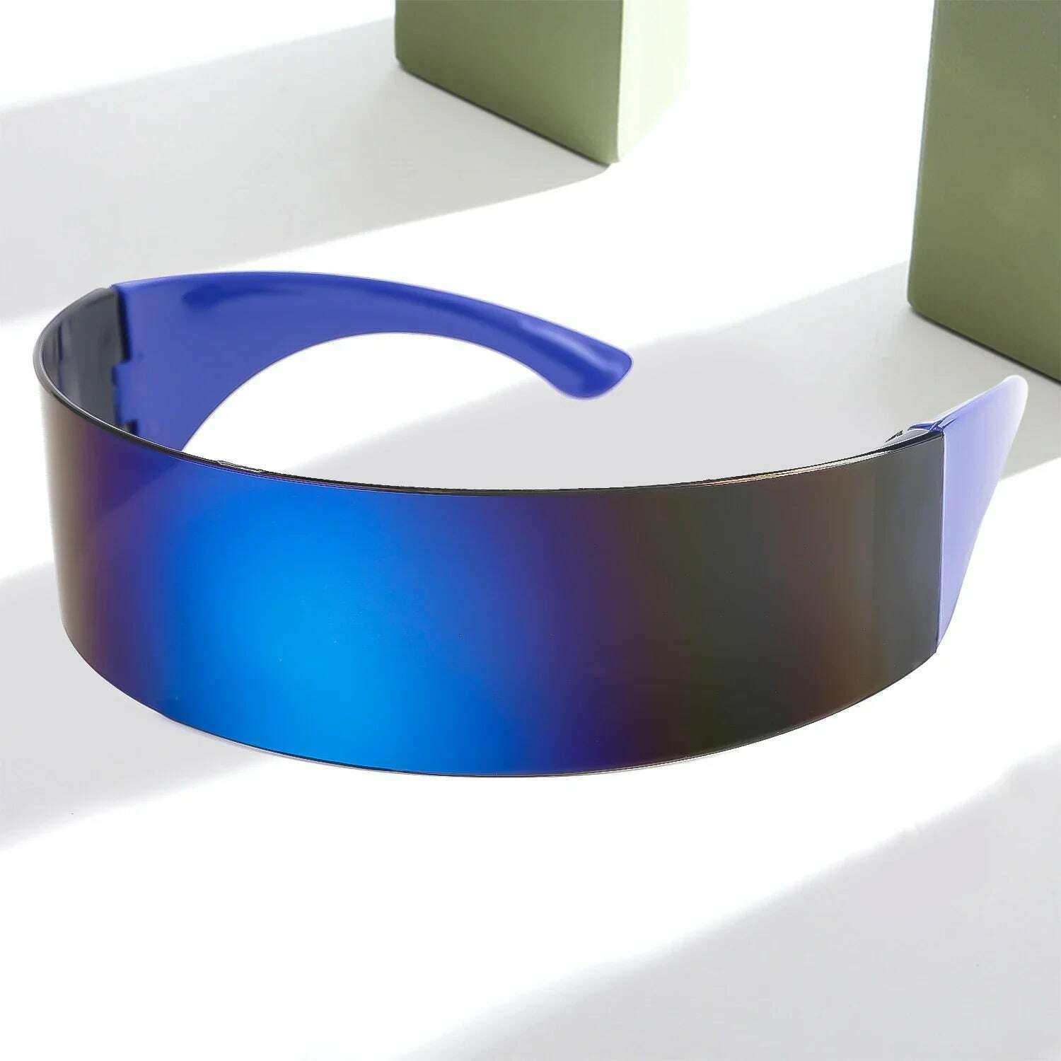 Futuristic Narrow Cyclops Visor Sunglasses Laser Eyeglasses UV400 Personality Mirrored Lens Costume Eyewear Glasses Men Glasses - KIMLUD