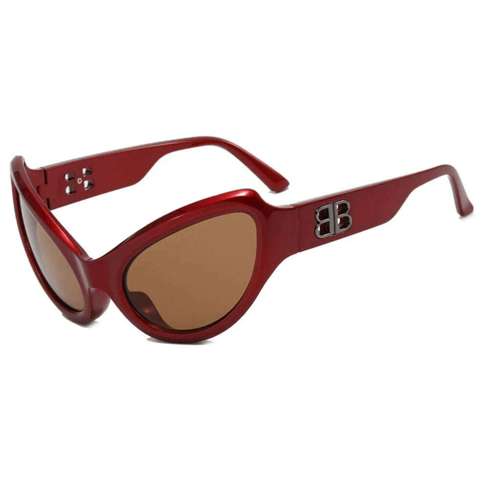 KIMLUD, Futuristic Y2k Cat Eye Sunglasses Women Sports Wrap Around Eyewear Fashion Punk Luxury Brand Sun Glasses Men Retro Hiphop Shades, KIMLUD Womens Clothes