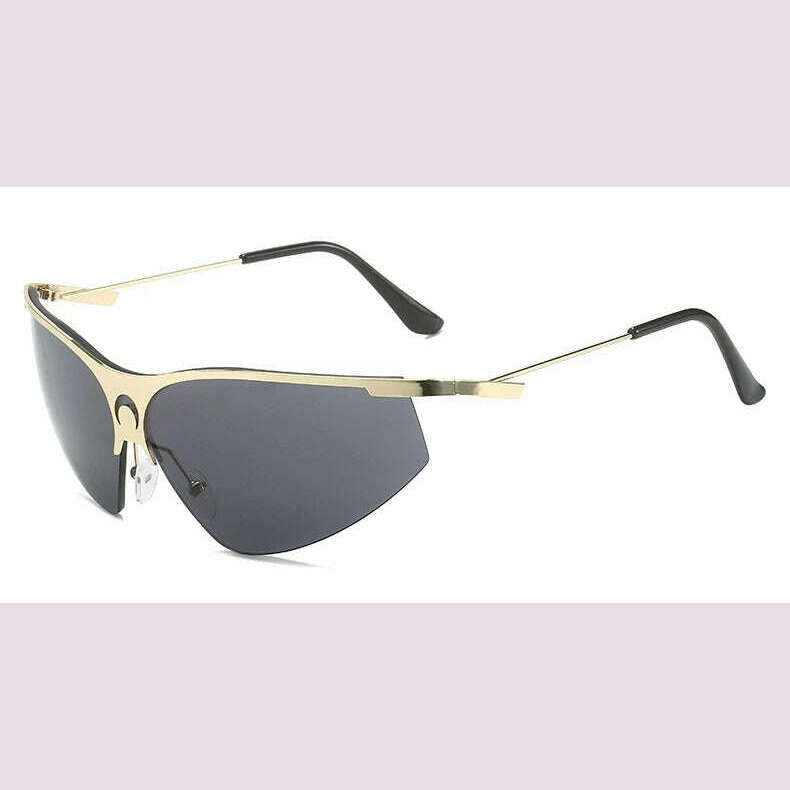 Futuristic y2k Women's Sunglasses Luxury 2023 Vintage Red Punk 2000'S Cool Girl Sunglasses One Piece Goggles Eyewear Unisex - KIMLUD