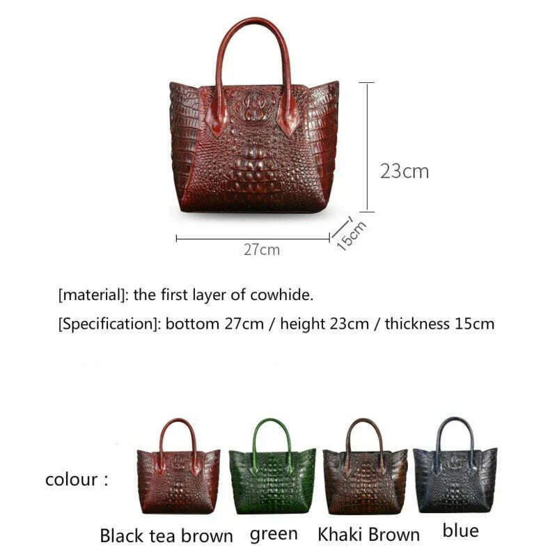 KIMLUD, GAGACIA Cow Leather Handbag For Women Crocodile Pattern Purses And Handbags Luxury Designer Genuine Leather Ladies Shoulder Bags, KIMLUD Womens Clothes