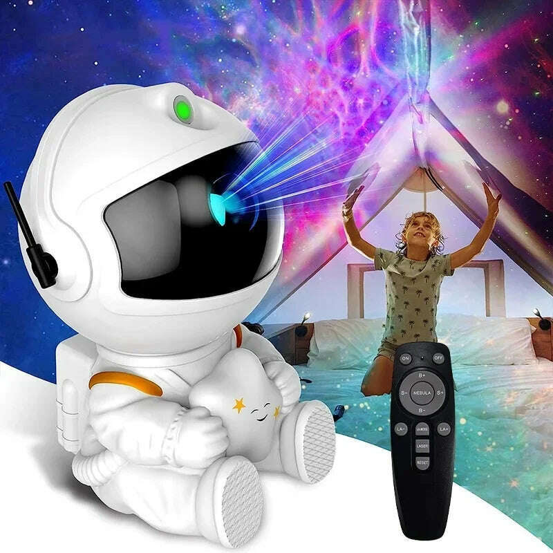 KIMLUD, Galaxy Star Astronaut Projector LED Night Light Starry Sky Porjectors Lamp Decoration Bedroom Room Decorative For Children Gifts, KIMLUD Womens Clothes