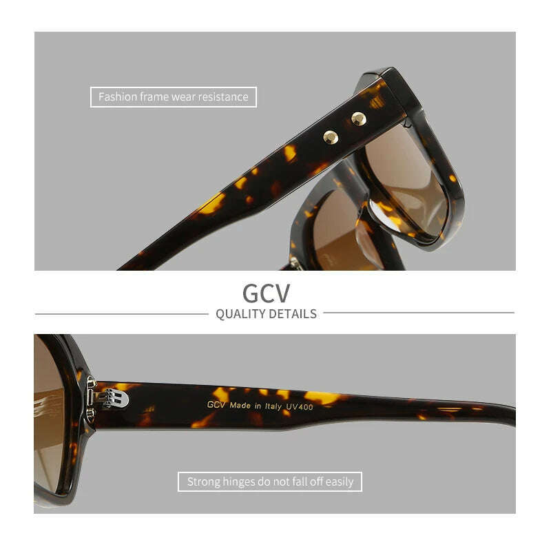 GCV Brand Acetate Square Rectangular Polarized Sunglasses Man Women Fashion Outdoors Eyewear Uv400 Quality Of Luxury Goods - KIMLUD