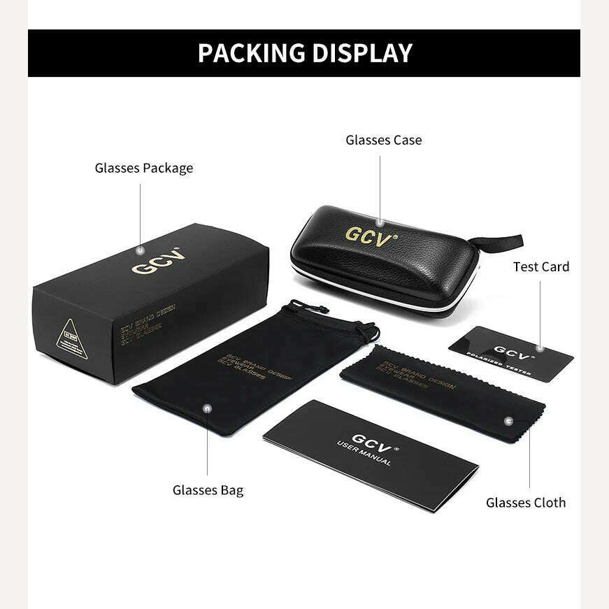 GCV Brand Acetate Square Rectangular Polarized Sunglasses Man Women Fashion Outdoors Eyewear Uv400 Quality Of Luxury Goods - KIMLUD