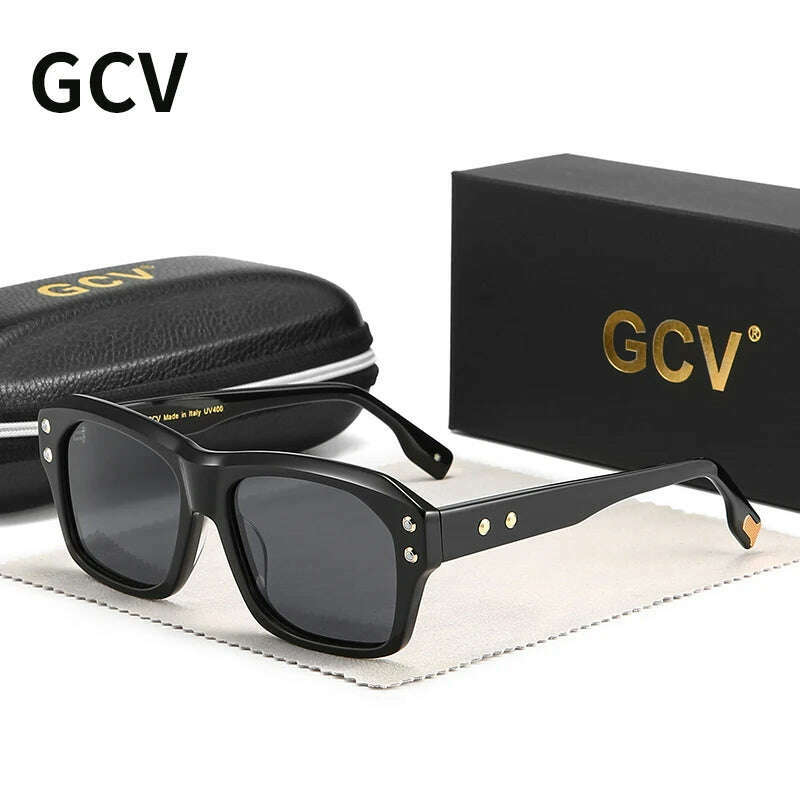 GCV Brand Acetate Square Rectangular Polarized Sunglasses Man Women Fashion Outdoors Eyewear Uv400 Quality Of Luxury Goods - KIMLUD