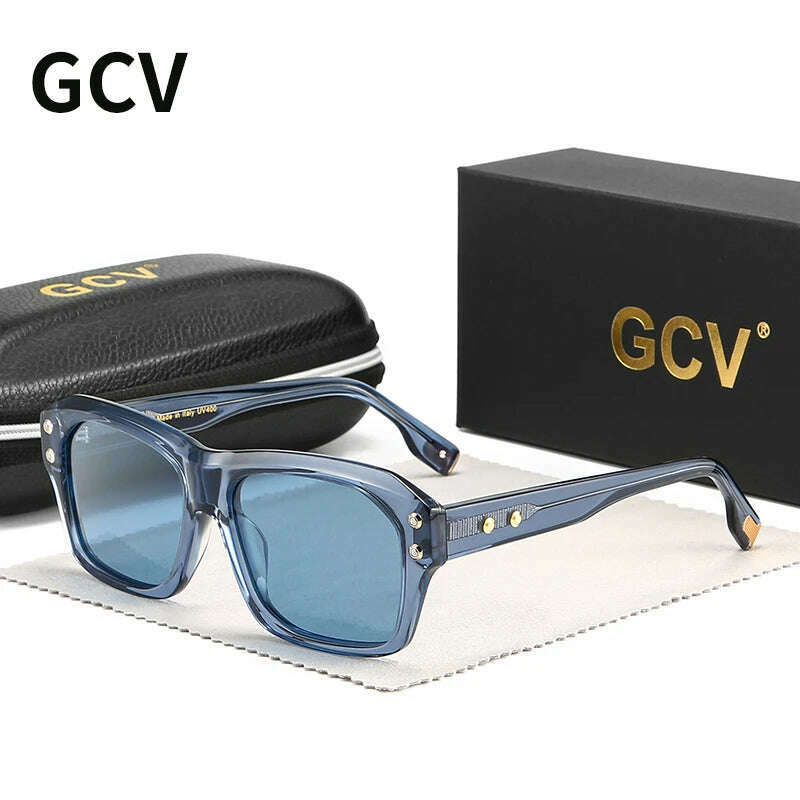 GCV Brand Acetate Square Rectangular Polarized Sunglasses Man Women Fashion Outdoors Eyewear Uv400 Quality Of Luxury Goods - KIMLUD