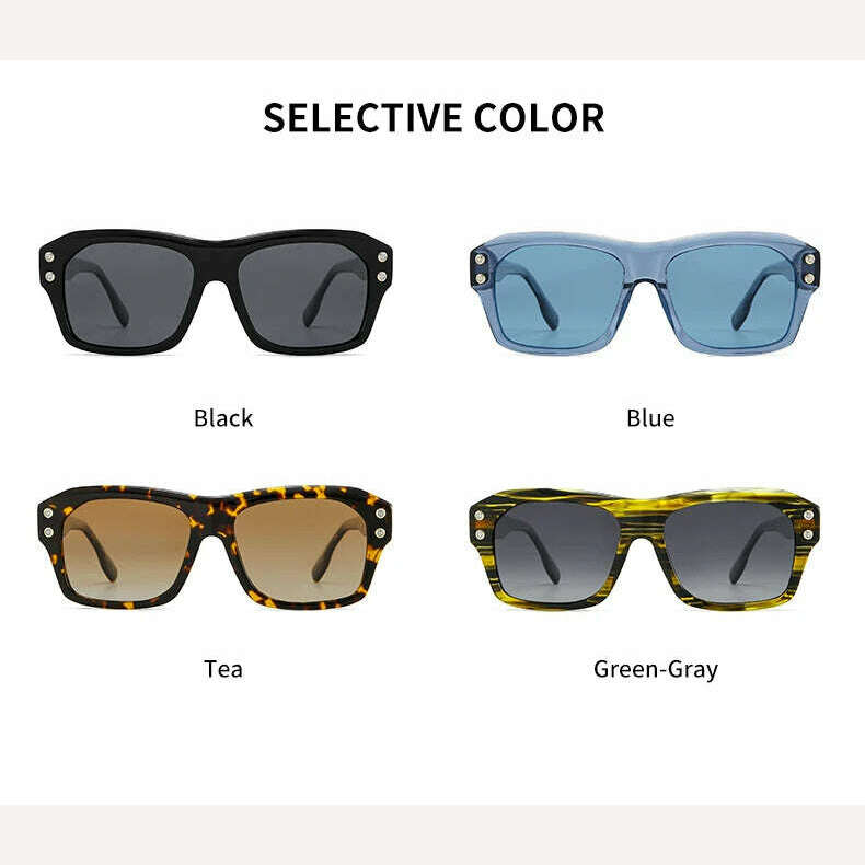 GCV Brand Acetate Square Rectangular Polarized Sunglasses Man Women Fashion Outdoors Eyewear Uv400 Quality Of Luxury Goods - KIMLUD