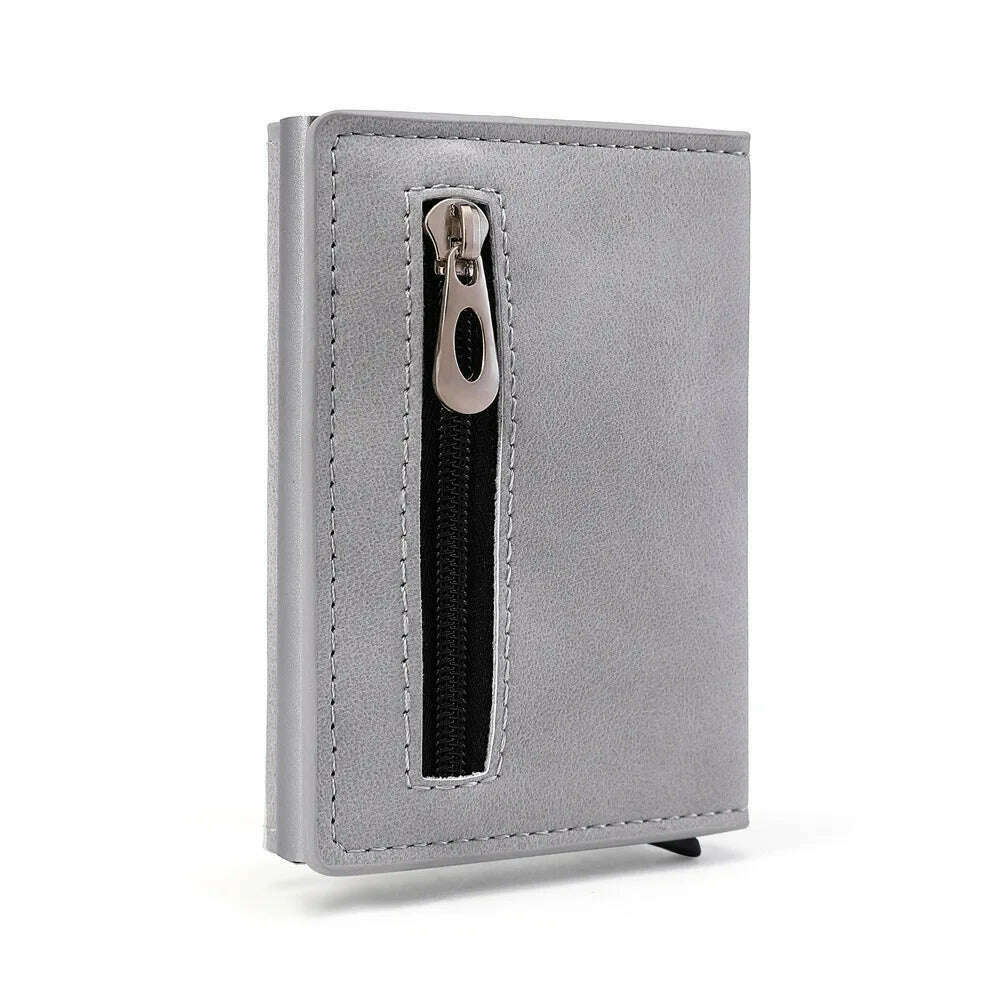 KIMLUD, Gebwolf PU Leather Men Wallet Rfid Anti-magnetic Credit Cards Holder With Organizer Coin Pocket & Money Clips Purse, GRAY, KIMLUD Womens Clothes