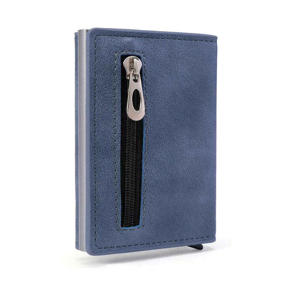 KIMLUD, Gebwolf PU Leather Men Wallet Rfid Anti-magnetic Credit Cards Holder With Organizer Coin Pocket & Money Clips Purse, Blue-1, KIMLUD Womens Clothes